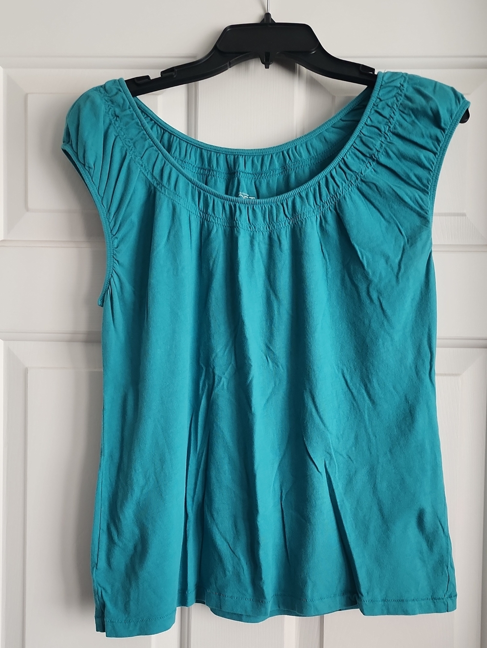 Women’s Teal Cap-Sleeve Scoop Neck Top